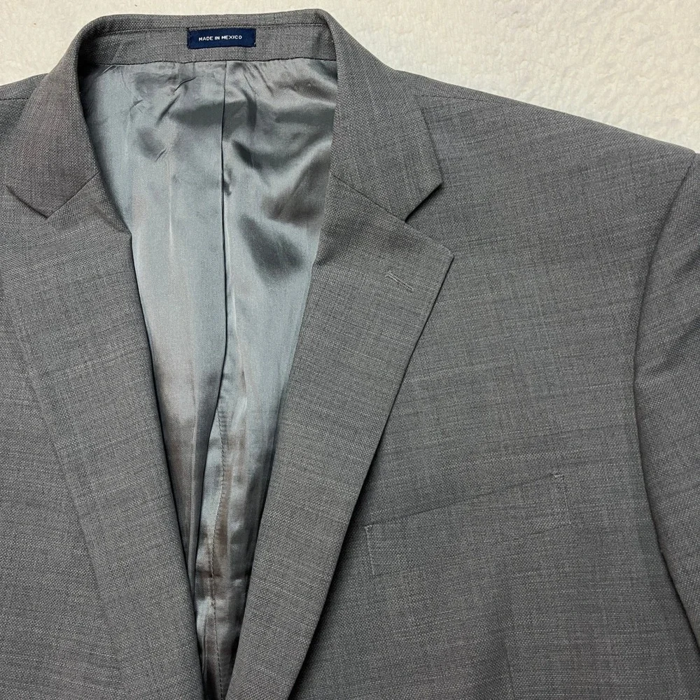 Stafford‎ Blazer Mens 52R Grey Hopsack Big and Tall Stretch Comfort Wool
